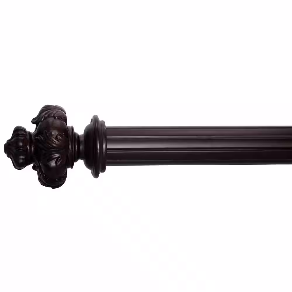 Classic Home 72 in. Single Curtain Rod in English Walnut with Finial