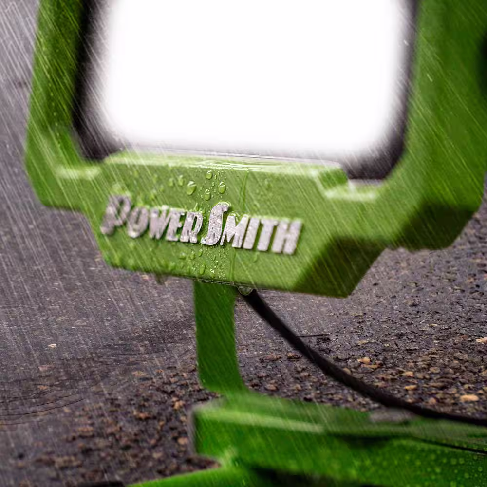 PowerSmith 1080 Lumen Weatherproof Tiltable Portable LED Work Light with Hook, Stand, Impact-Resistant Glass Lens and 5' Cord
