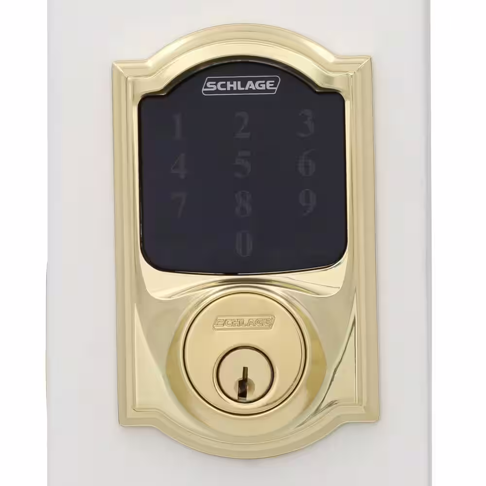 None Camelot Bright Brass Electronic Connect Smart Deadbolt with Alarm - Z-Wave Plus Enabled
