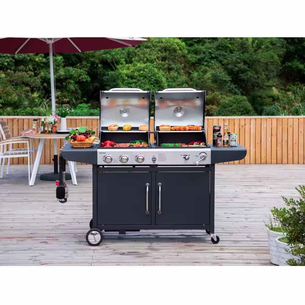 Royal Gourmet 3-Burner Propane Gas and Charcoal Combo Grill in Black