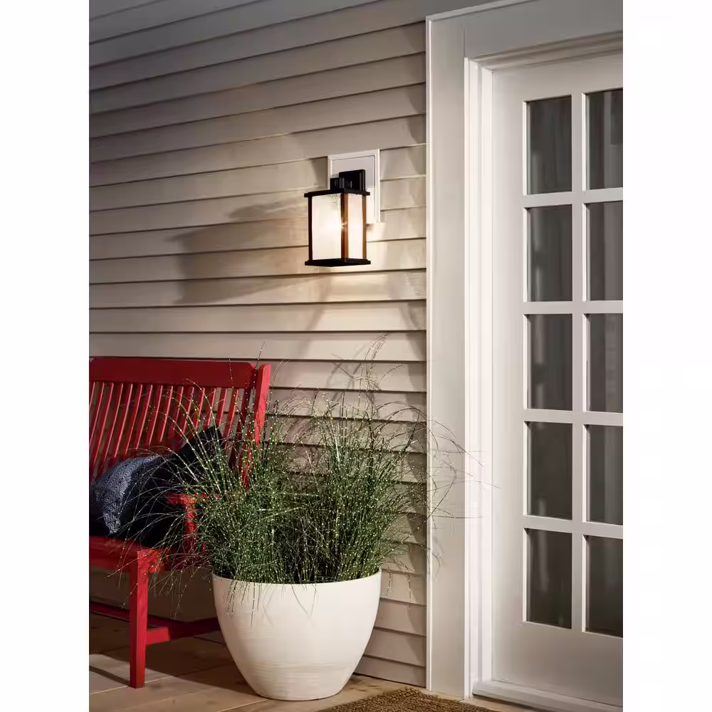 KICHLER Marimount 12.75 in. 1-Light Black Outdoor Hardwired Wall Lantern Sconce with No Bulbs Included (1-Pack)