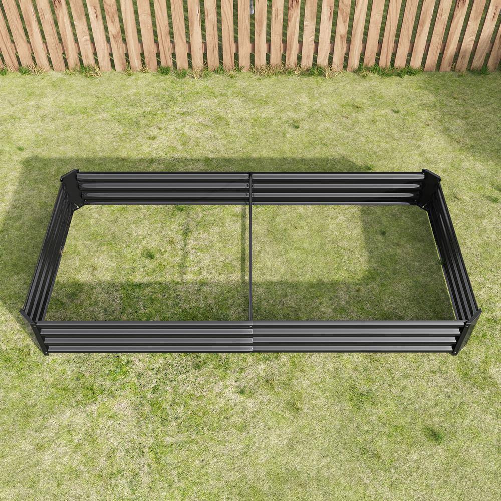 None 7.6 ft. x 3.7 ft. x 0.98 ft. Black Metal Above Ground Raised Planter Boxes