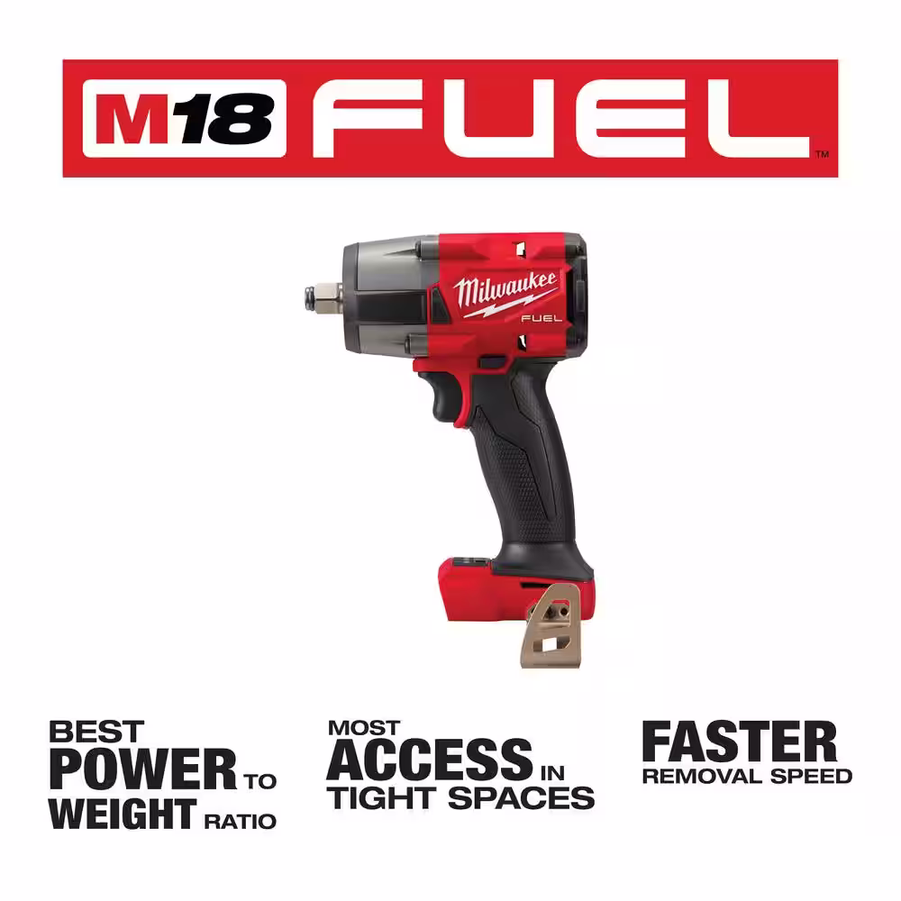 Milwaukee M18 FUEL Gen-2 18V Lithium-Ion Brushless Cordless Mid Torque 1/2 in. Impact Wrench & 3/8 in. Wrench w/Friction Ring