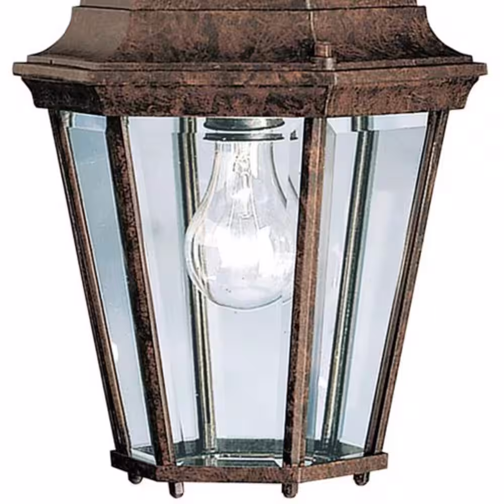KICHLER Madison 1-Light Tannery Bronze Outdoor Porch Hanging Pendant Light with Clear Beveled Glass (1-Pack)