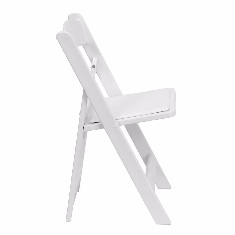 Flash Furniture Hercules Series 1000 lb. Capacity White Resin Folding Chair with White Vinyl Padded Seat