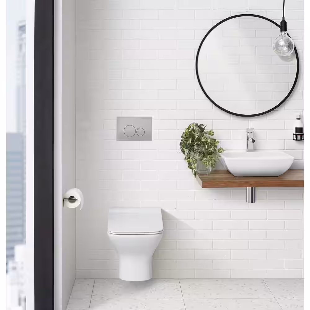 Swiss Madison Wall Mount Dual Flush Actuator Push Button Plate in Chrome 0.8/1.28 GPF