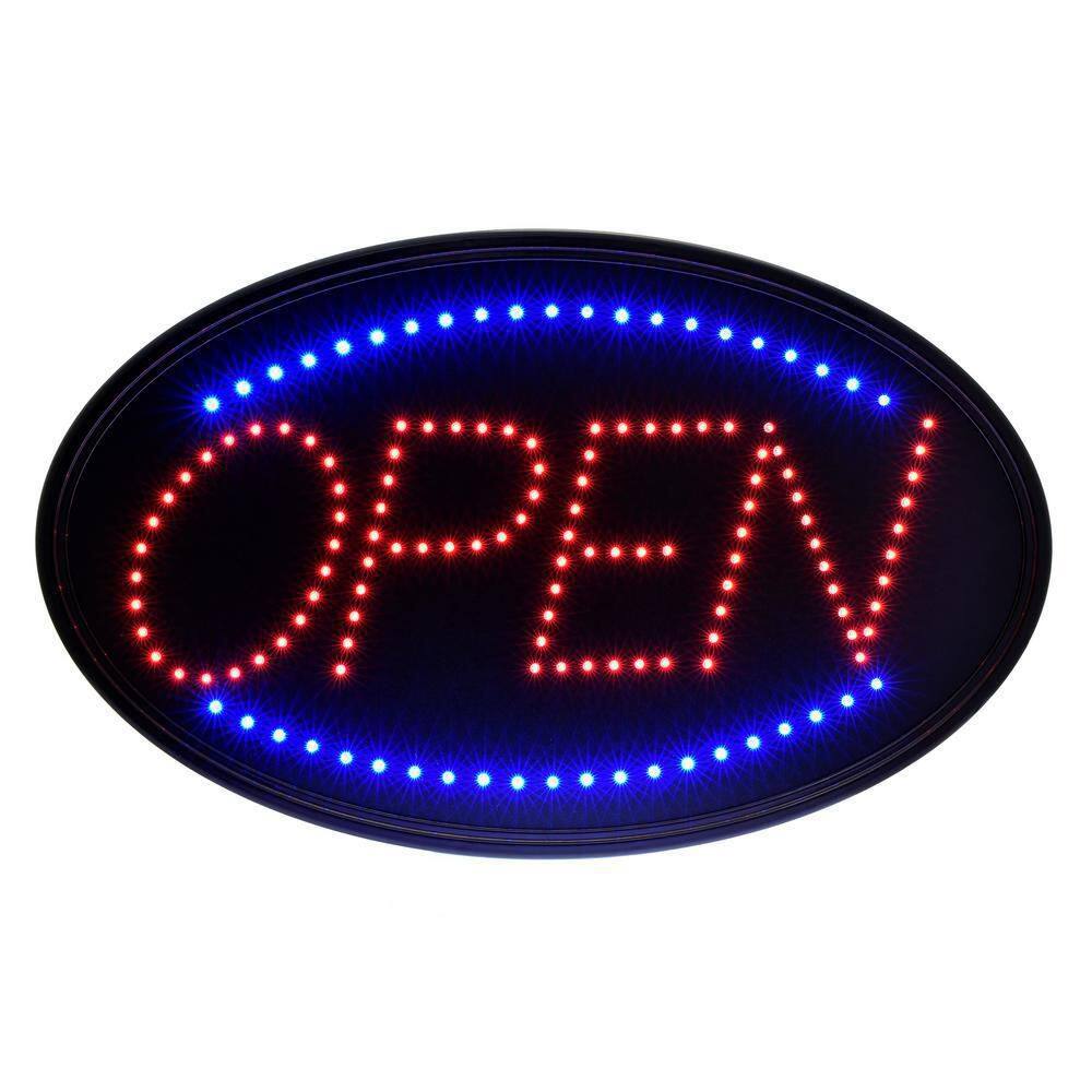 Alpine Industries 23 in. x 14 in. LED Oval Open Sign (2-Pack)