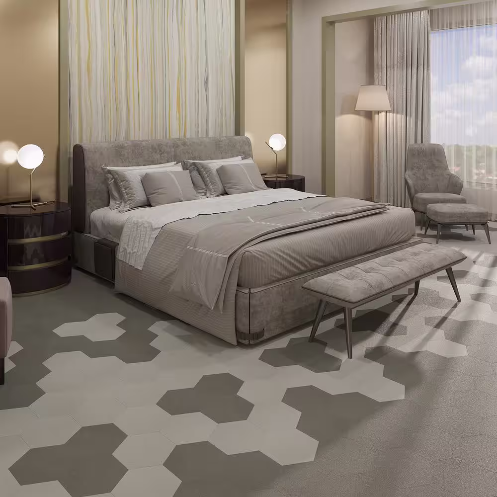 Lucida Surfaces MosaiCore Pewter 28 MIL x 12 in. W x 10 in. L Glue Down Waterproof Vinyl Tile Flooring (12.3 sqft/case)