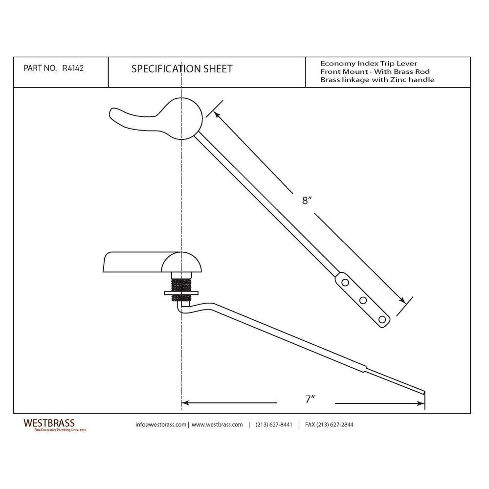 Westbrass Front Mount Toilet Tank Lever in Oil Rubbed Bronze