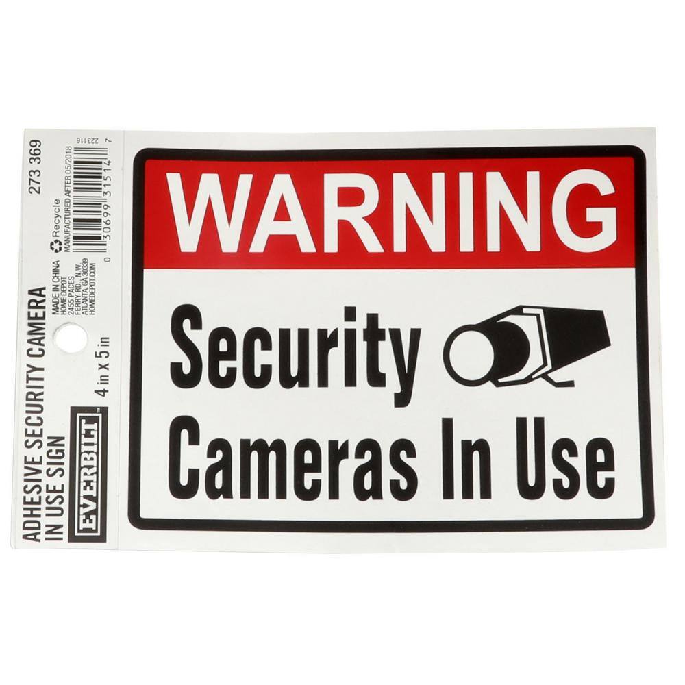 Everbilt 4 in. x 5 in. Adhesive Security Camera Sign