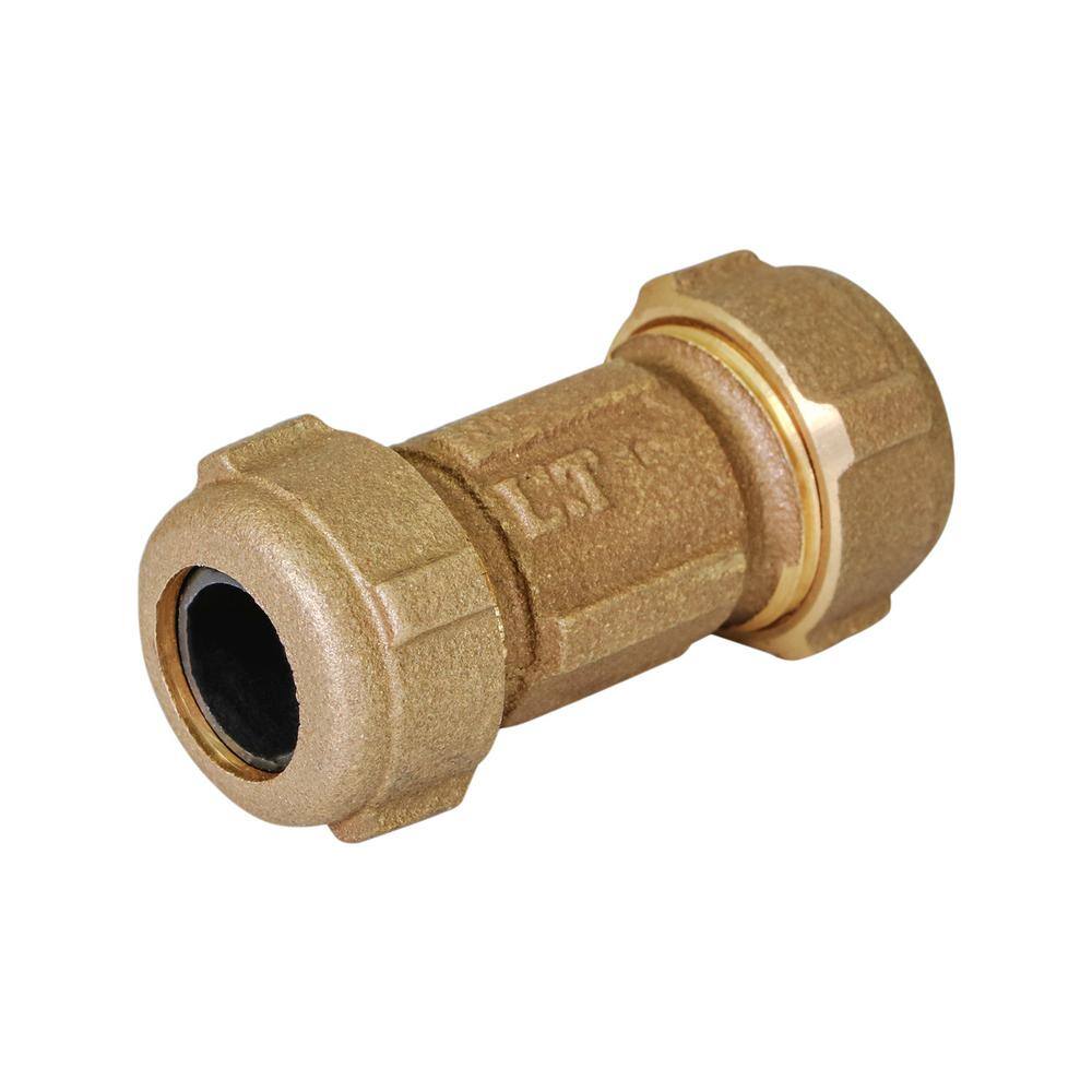 The Plumber's Choice Brass Compression Coupling Fitting, with Packing Nut, 1-1/4 in. Nominal Fitting x 3 in. Length (12-Pack)