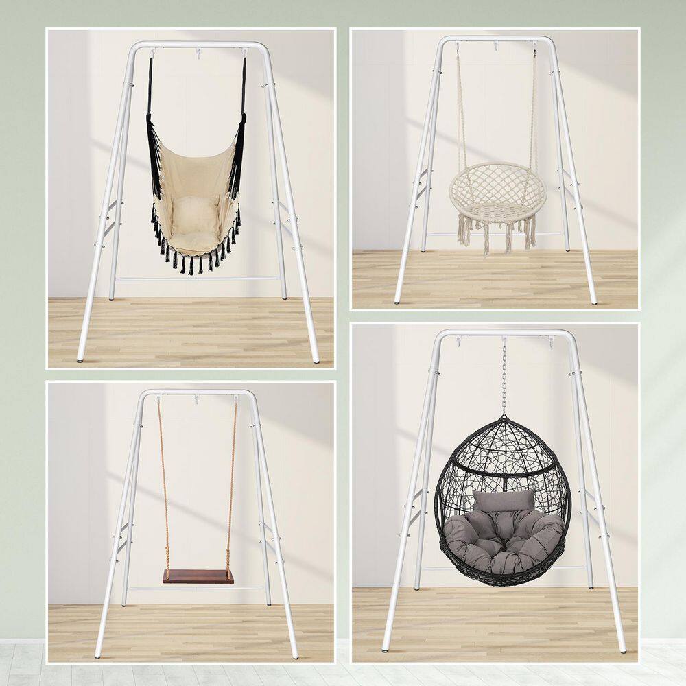 None 52 in. W Ã 54 in. D Ã 70.9 in. H Iron Hammock Stand in White