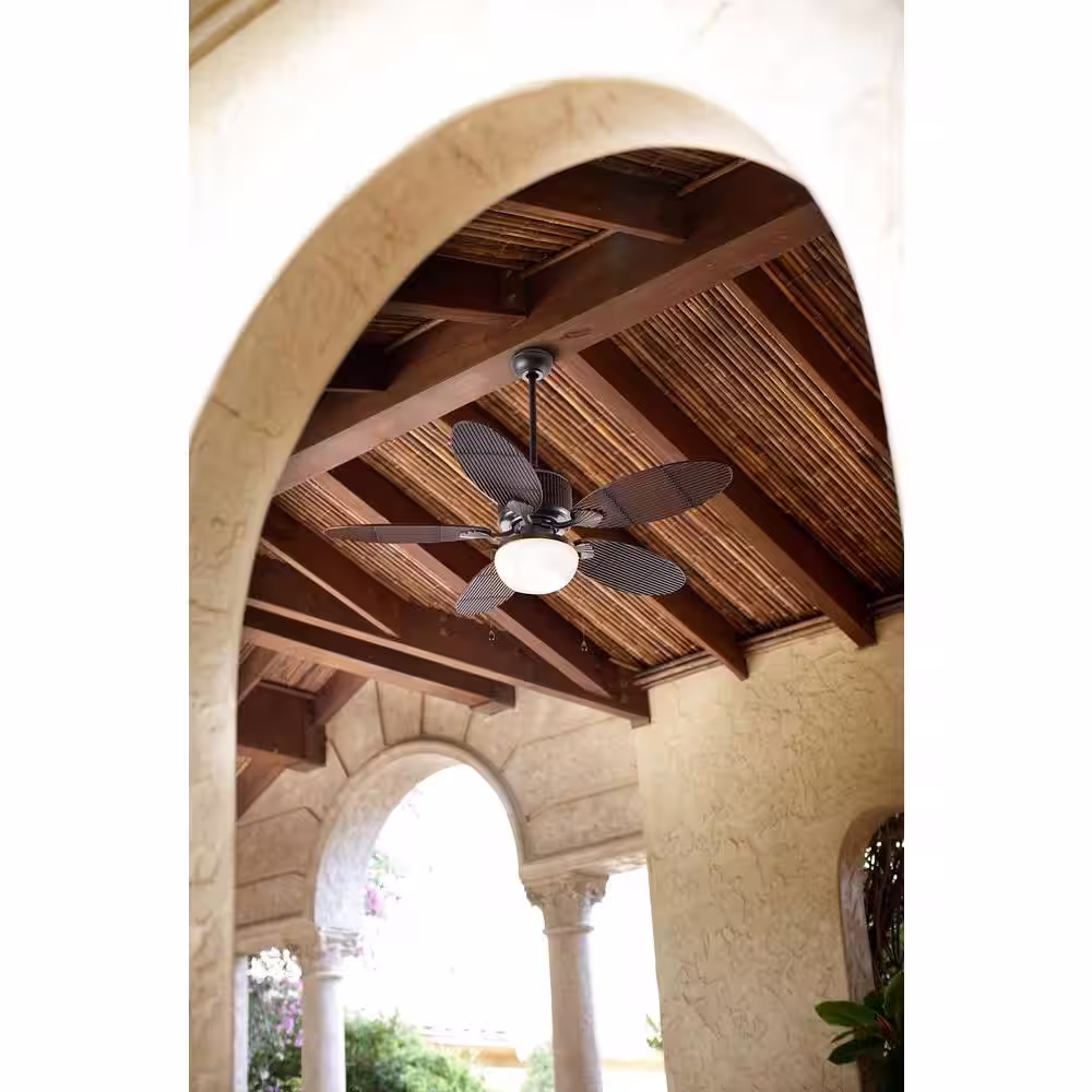 Home Decorators Collection Tahiti Breeze 52 in. LED Indoor/Outdoor Natural Iron Ceiling Fan with Mahogany Bamboo Accents