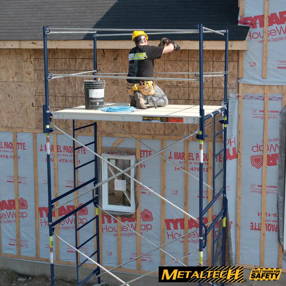 MetalTech Saferstack 2-Level Frame Fixed Set with Crossbraces, Platforms and Guardrail System