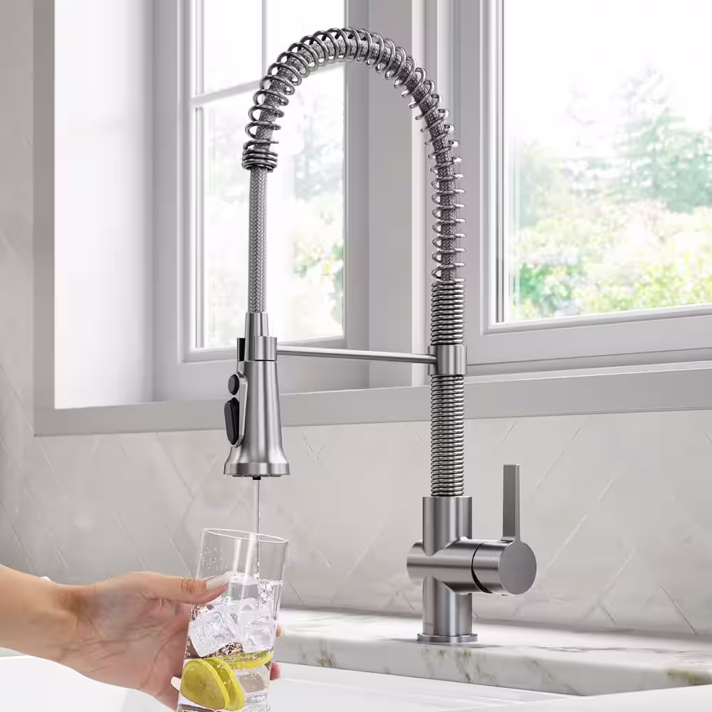KRAUS Purita Under-Sink Filtration System, Britt Pull-Down Filter Kitchen Faucet in Spot-Free Stainless Steel