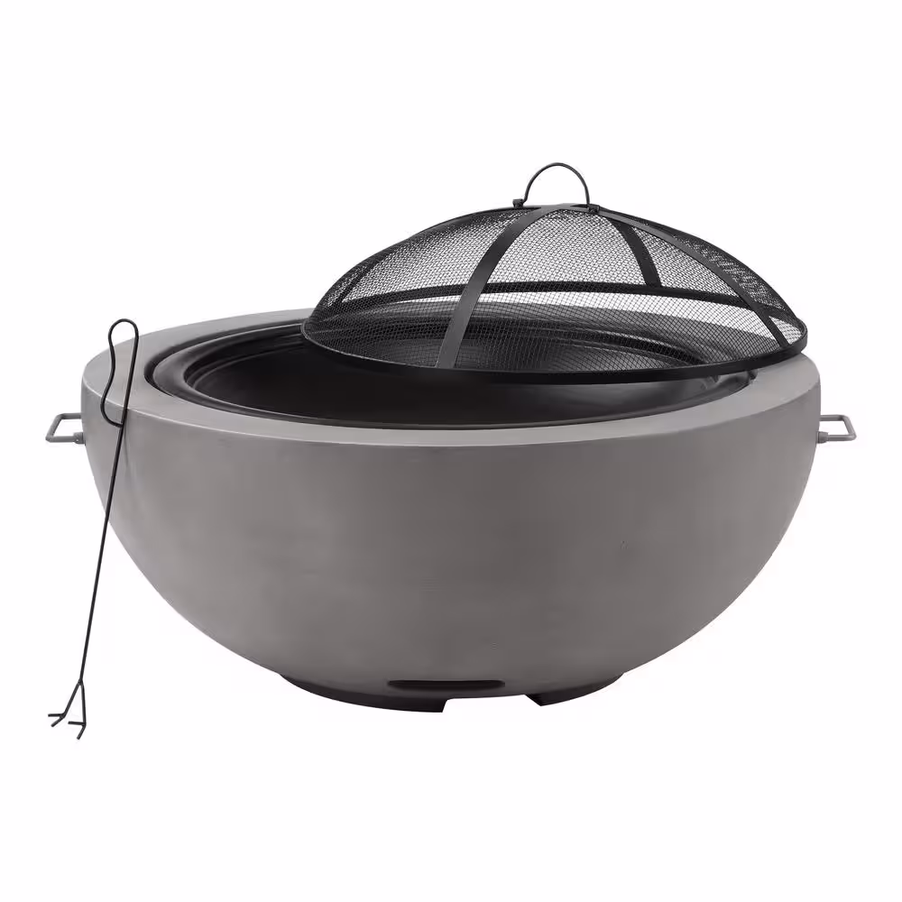 Hampton Bay Forestbrook 36 in. x 20.75 in. Round Outdoor Concrete Wood Burning Fire Pit