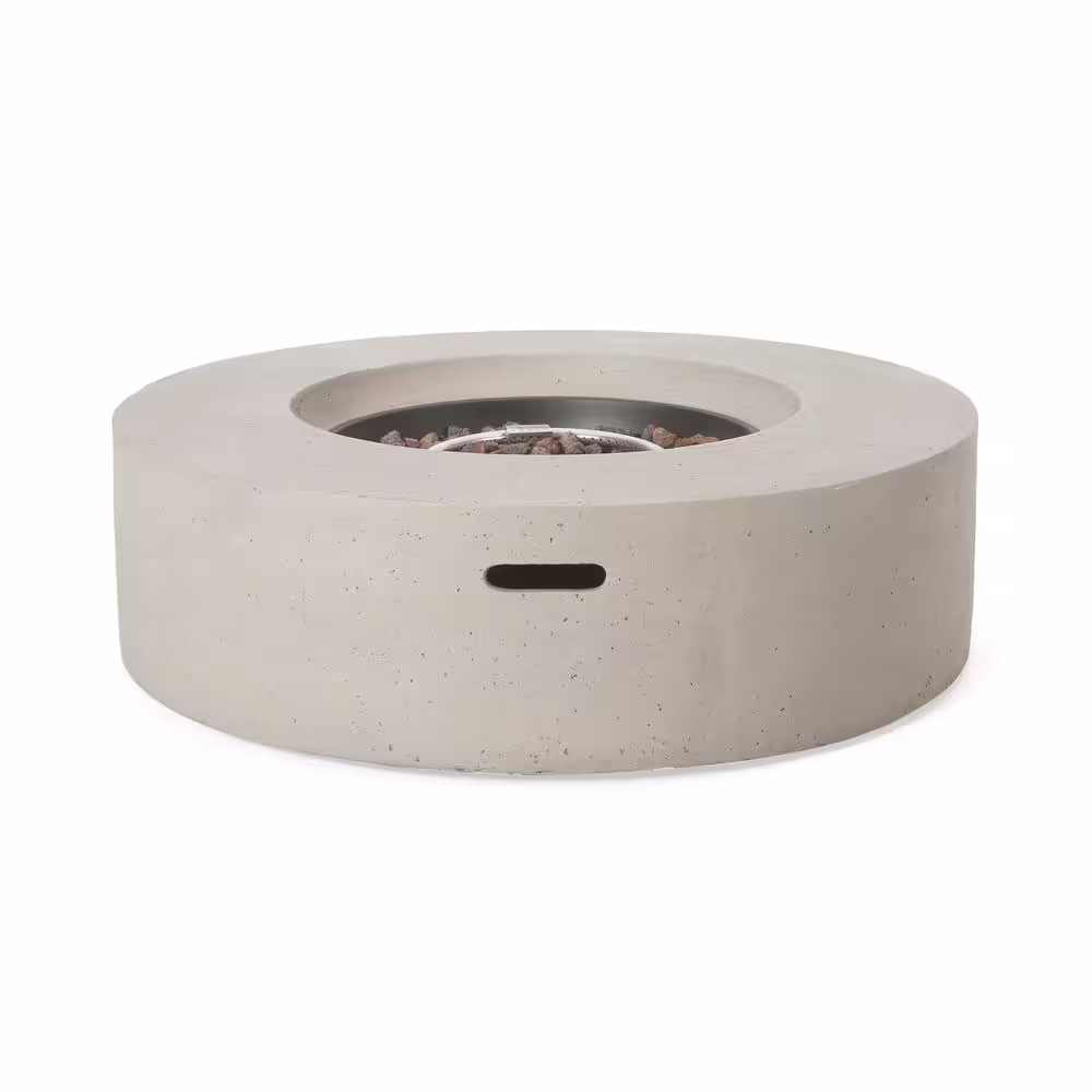 Noble House Mayfair Light Gray Circular Stone Fire Pit (No Tank Holder)