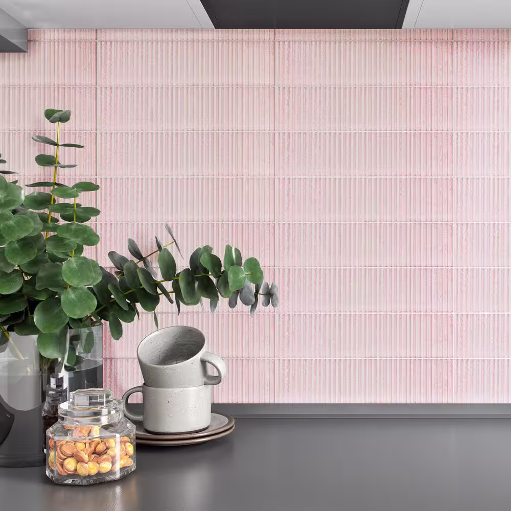 MOLOVO Soldeu Pink 2.95 in. x 11.81 in. Polished Ceramic Wall Tile (6.03 sq. ft./Case)