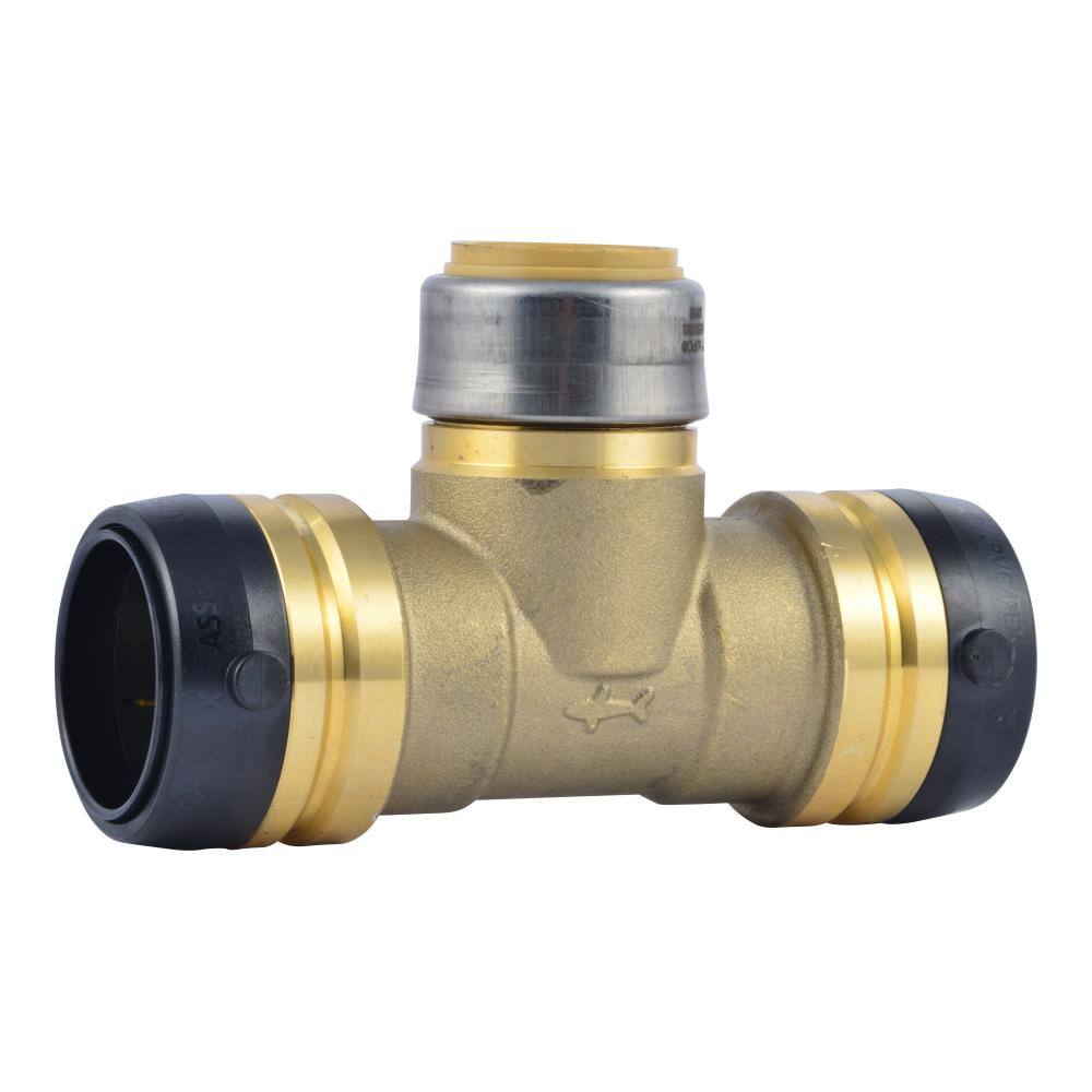 SharkBite 1-1/4 in. x 1-1/4 in. x 1 in. Push-to-Connect Brass Reducing Tee Fitting