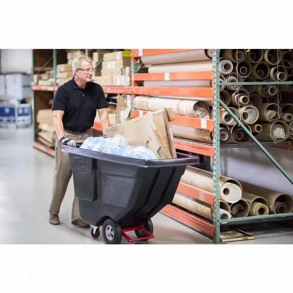 Rubbermaid Commercial Products Black Plastic 450 lbs. Capacity 202 Gal. Rotomolded Tilt Truck