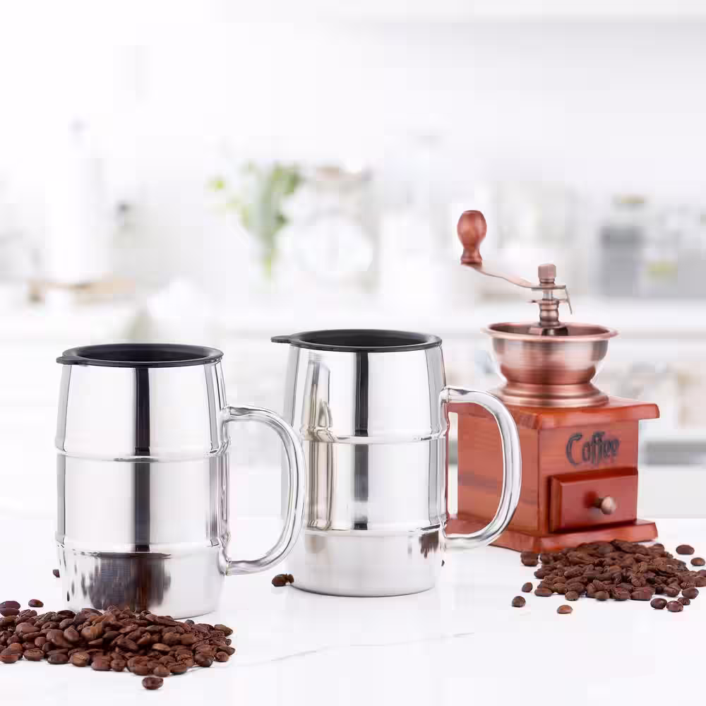 Old Dutch 16 oz. KeepKool Stainless Steel Mugs with Lids (Set of 2)