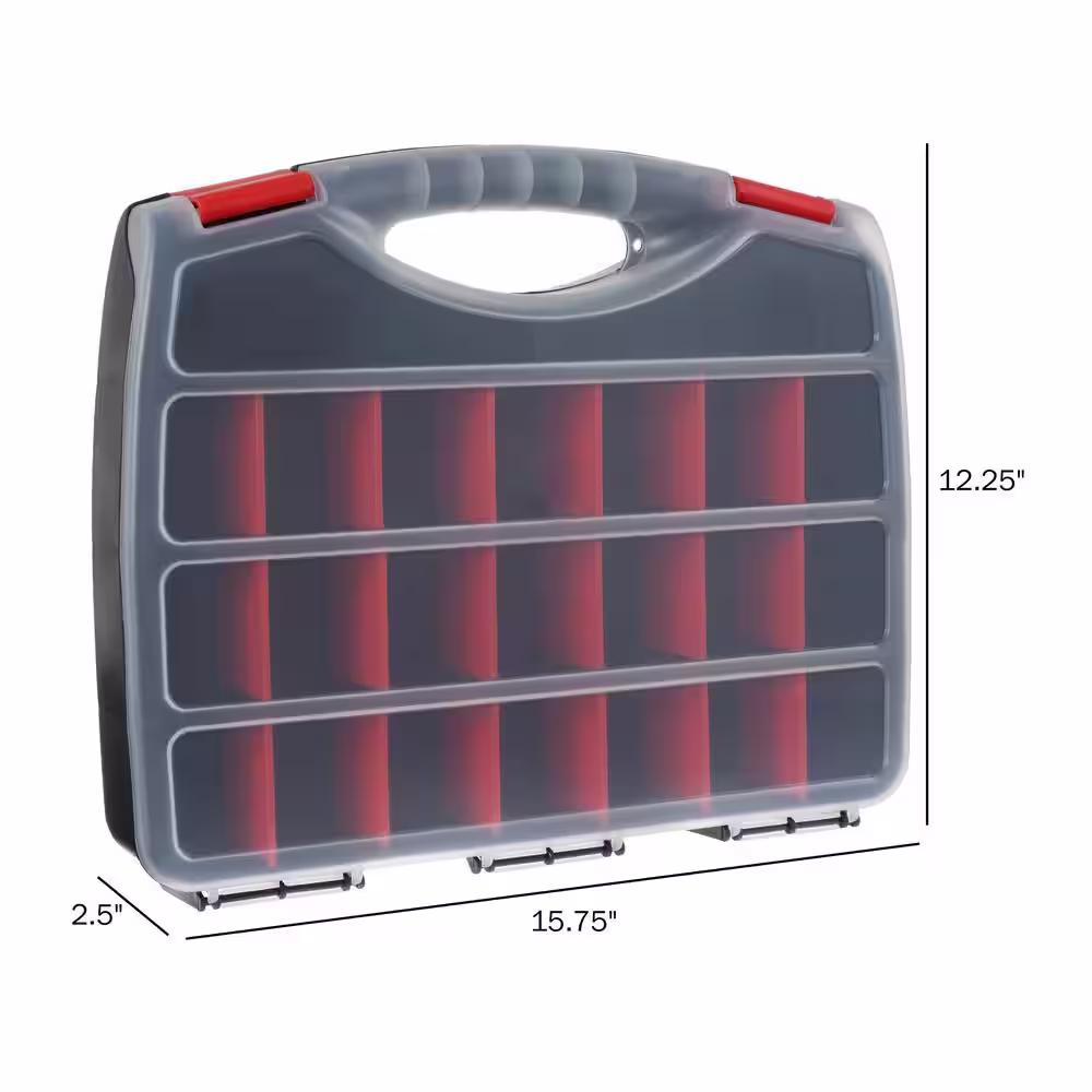 None Hardware and Craft Storage Case - 23 Compartments to Organize Parts with Carry Handle and Clear Lid 0.5 Qt
