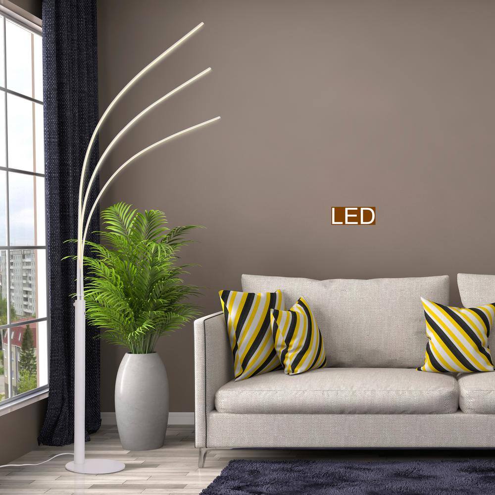 ARTIVA 92 in. Matt White Aurora LED Arch Tree Floor Lamp