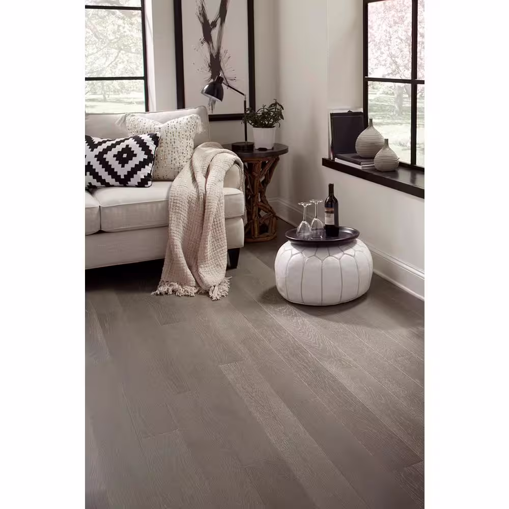 OptiWood Glenwood White Oak 7 mm T x 5 in. W Waterproof Wire Brushed Engineered Hardwood Flooring (16.7 sqft/case)