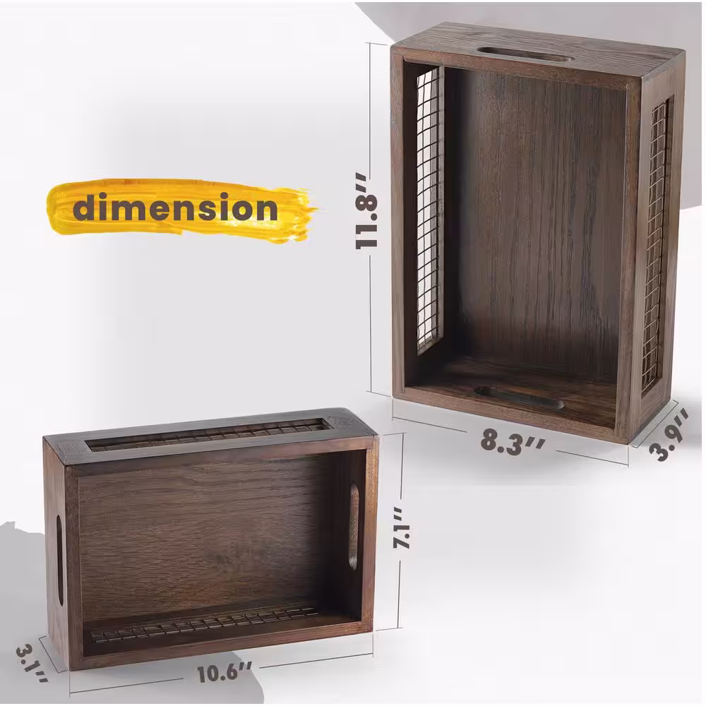None Wooden Countertop Baskets Set of 2-Wall Mount Upgrade Rustic Nesting Boxes Wooden Organizer Crates
