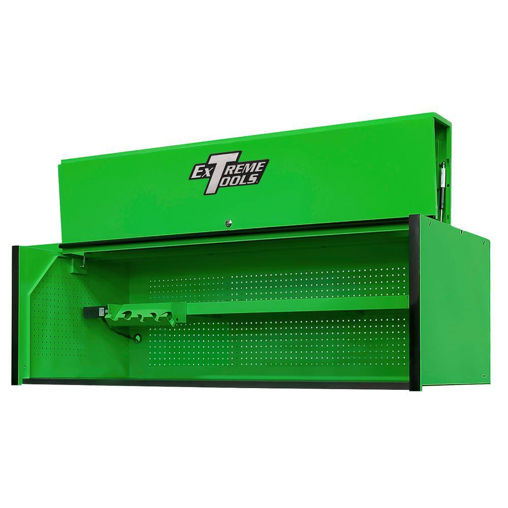 Extreme Tools RX Series 72 in. 0-Drawer Triple-Bank Extreme Power Workstation Hutch in Green with Black Trim