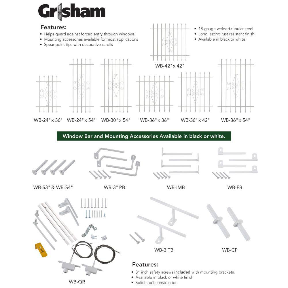 Grisham Window Bar Quick Release Kit, White