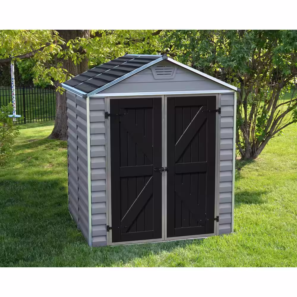 CANOPIA by PALRAM SkyLight 6 ft. W x 5 ft. D Dark Gray Deco Plastic Garden Outdoor Storage Shed 30.7 sq. ft.
