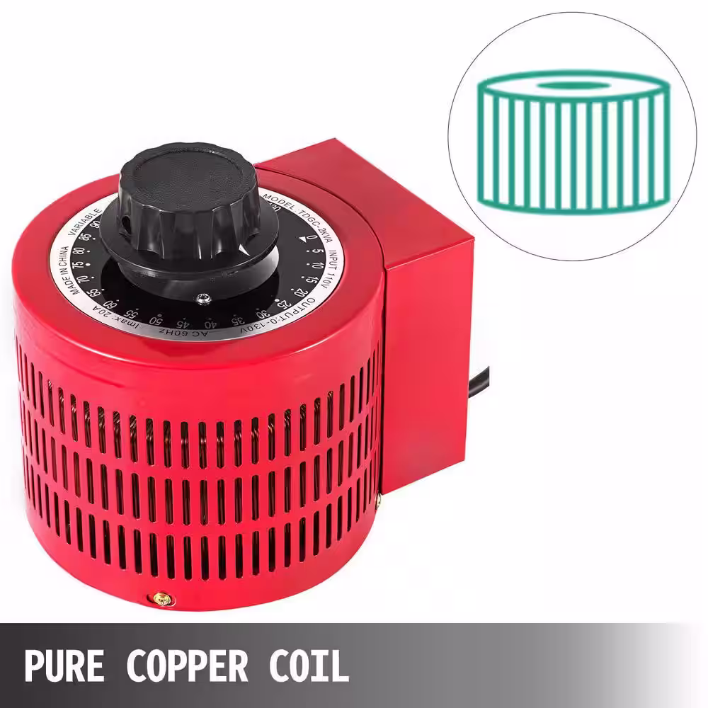 VEVOR 2KVA Transformer Max 20 Amp Variable Transformer 0-Volt to 130-Volt Output Regulator for Industries Equipment Appliances