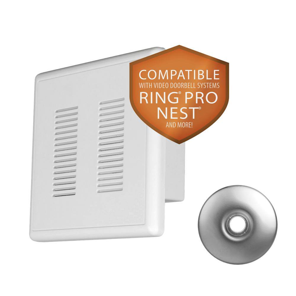 NICOR PrimeChime Plus 2 Video Compatible Wired Door Bell Chime Kit with Nickel Stucco Button