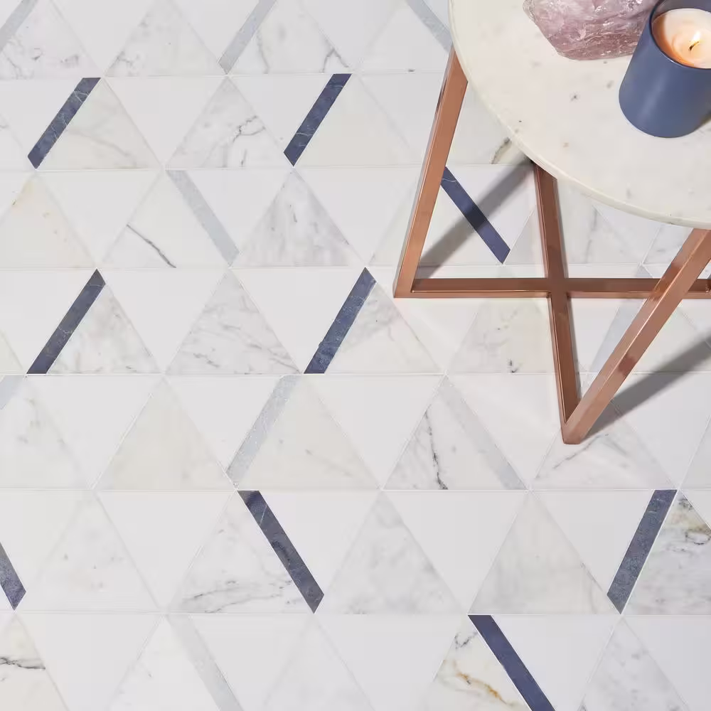 Ivy Hill Tile Zandara Calacatta Azul 13.6 in. x 23.6 in. Polished Marble Floor and Wall Mosaic Tile (2.22 sq. ft./Each)