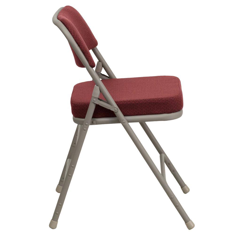 Flash Furniture Hercules Series Premium Curved Triple Braced & Double Hinged Burgundy Fabric Upholstered Metal Folding Chair
