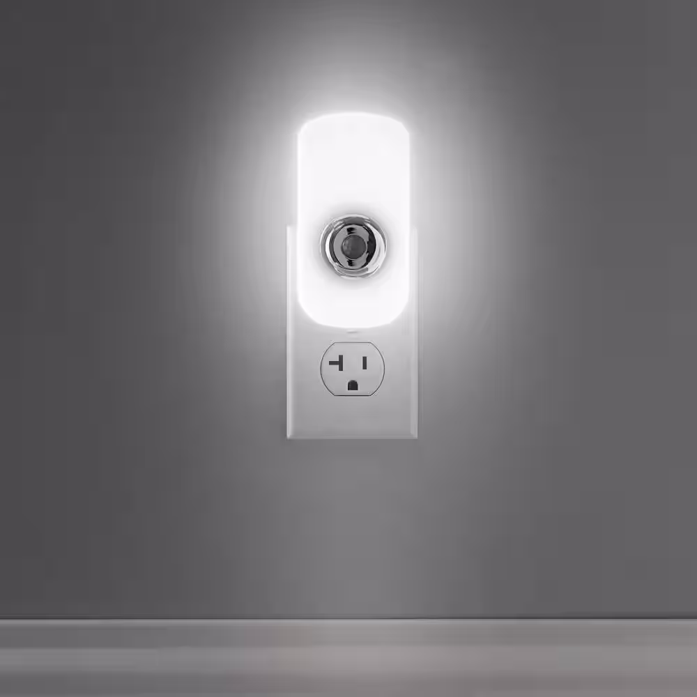 None Emergency Power Failure and Flashlight Bright White LED White Night Light with Motion Sensor and Automatic Dusk to Dawn