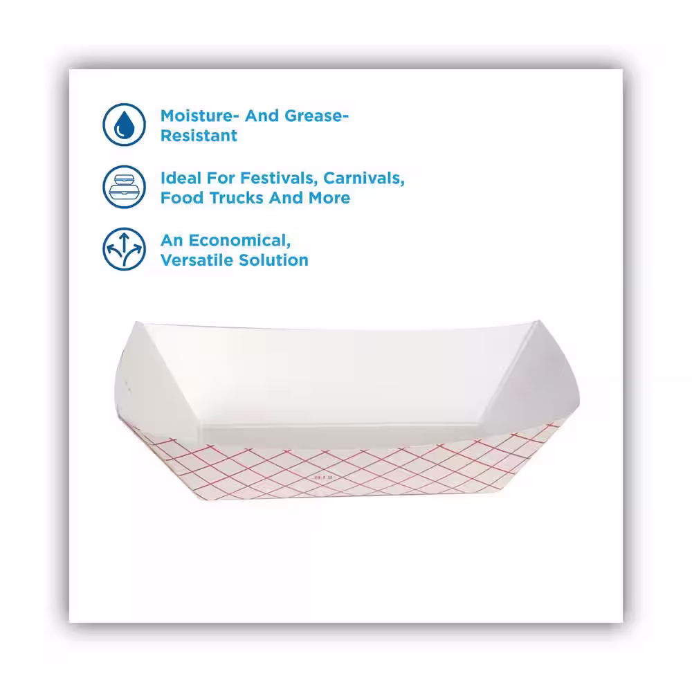 DIXIE Kant Leek 6.25 in. x 4.7 in. Red Plaid Disposable Paper Food Tray, 1 lbs. Capacity, Platters and Trays (1000 Per Case)