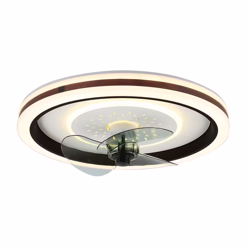 Bella Depot 19 in. Indoor Black Ceiling Fan with Integrated LED Light and Remote Low Profile Ceiling Lighting