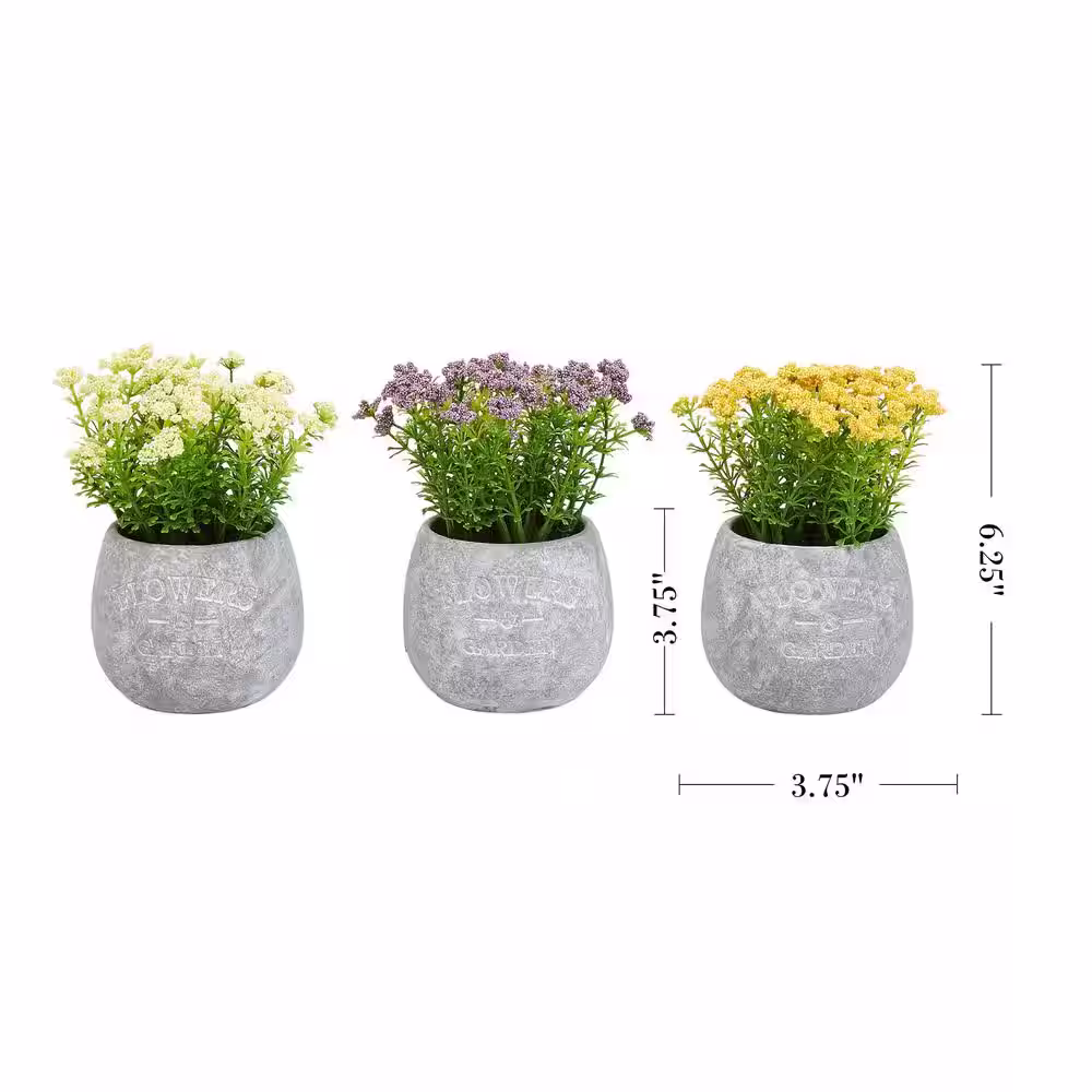 Pure Garden 6.25 in. Artificial Assorted Faux Flower Arrangements (Set of 3)