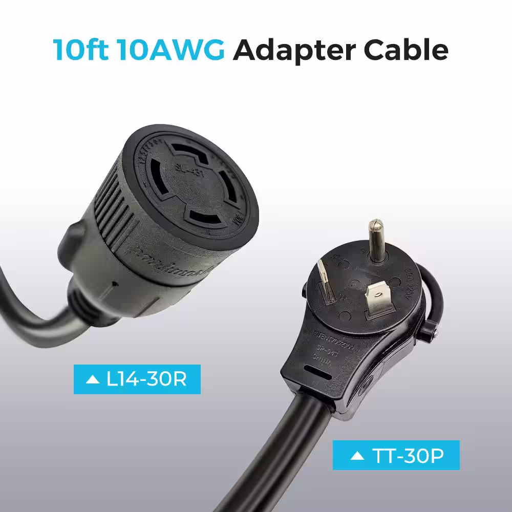 Renogy Parkworld 10 ft. 10 AWG TT-30P to L14-30R Adapter Cable for Renogy Lycan 5000