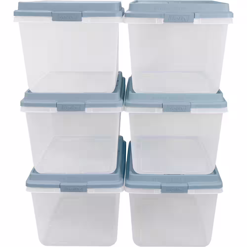 Hefty 72 .qt Clear Hi Rise Storage Bin - 6 units