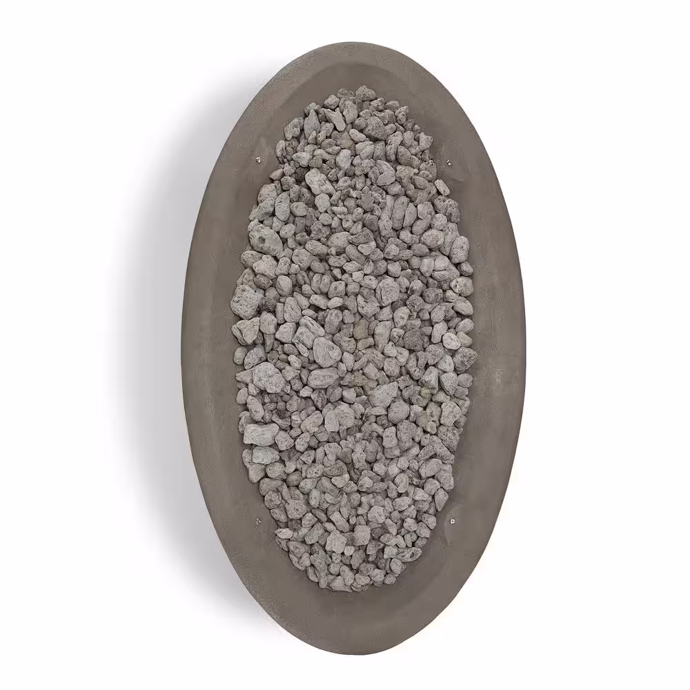 Real Flame Riverside 58 in. W x 32 in. D Outdoor MGO Large Oval Propane Fire Bowl in Glacier Gray with Push Button Ignition