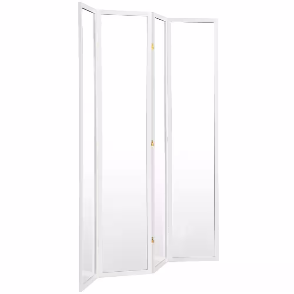 Oriental Furniture 7 ft. Tall Clear Plastic Partition White 4 Panel