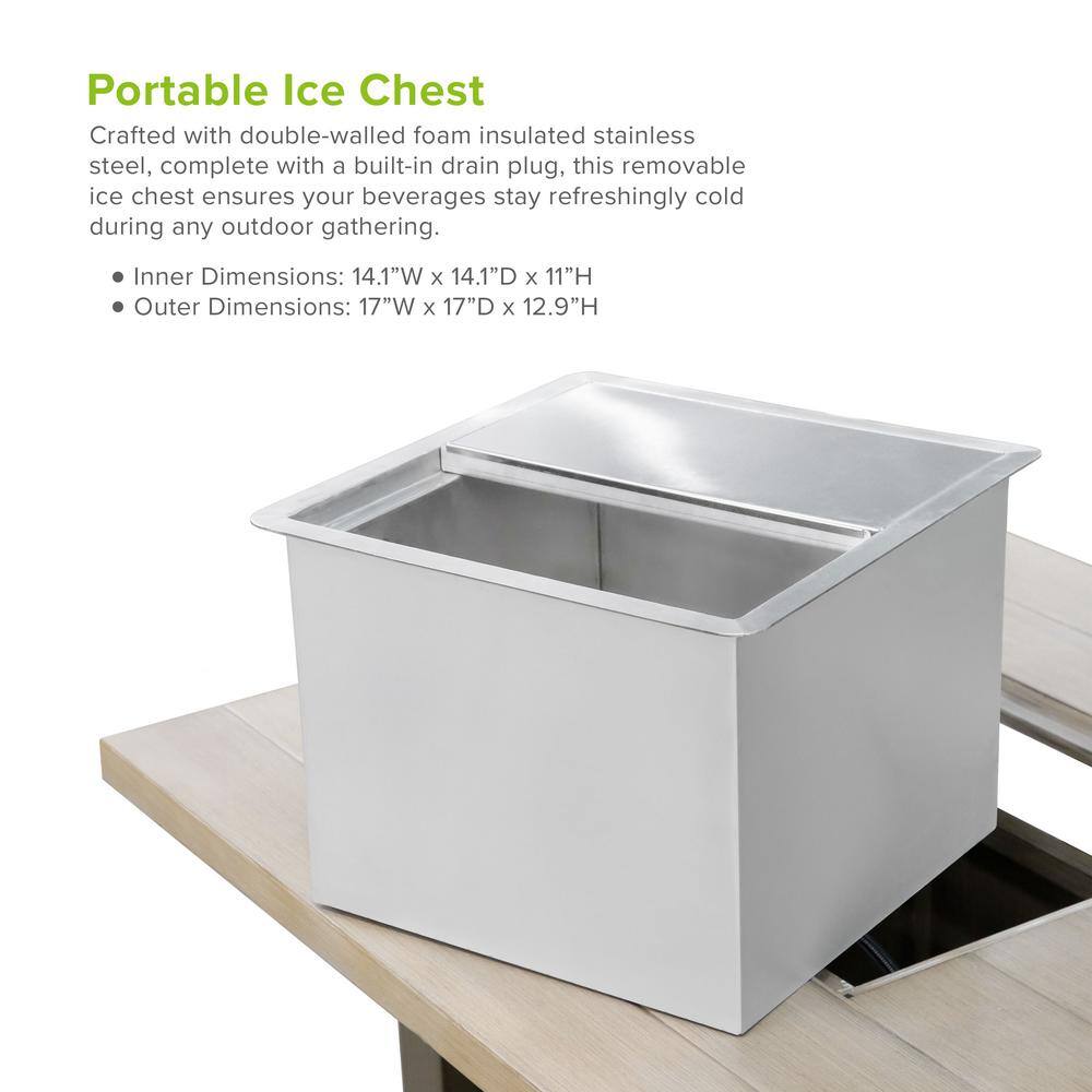 None Bordeaux 55000 BTU 71 in. Rectangle Aluminum Frame Outdoor Fire Pit Table with Insulated Ice Chest