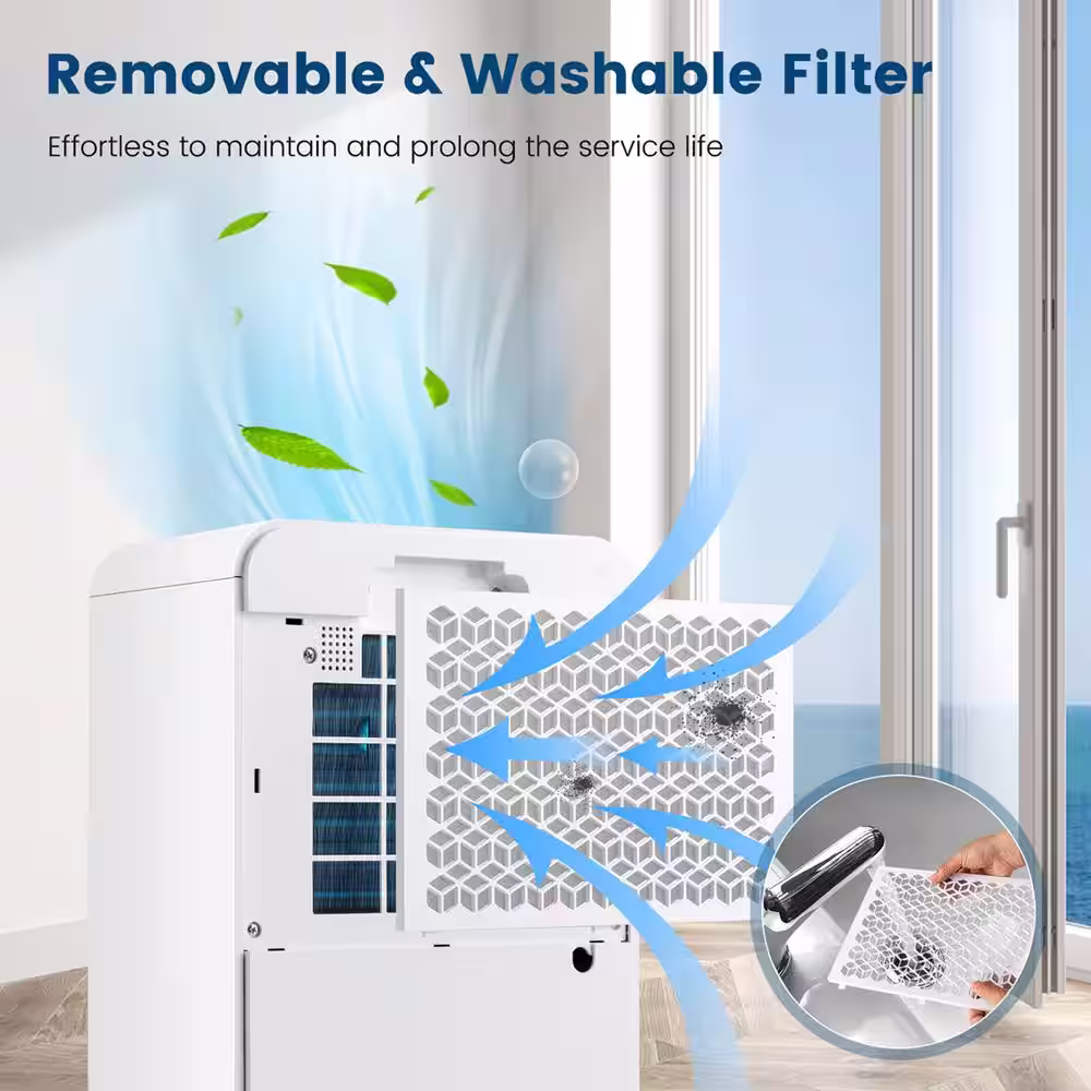 Costway 32 pt. 2500 sq. ft. Dehumidifier for Home Basement 3 Modes Portable in. Blue