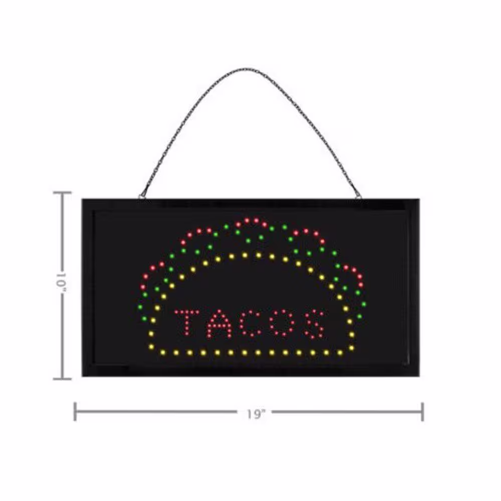 Alpine Industries 19 in. x 10 in. LED Rectangular Taco Sign with 2 Display Modes (2-Pack)