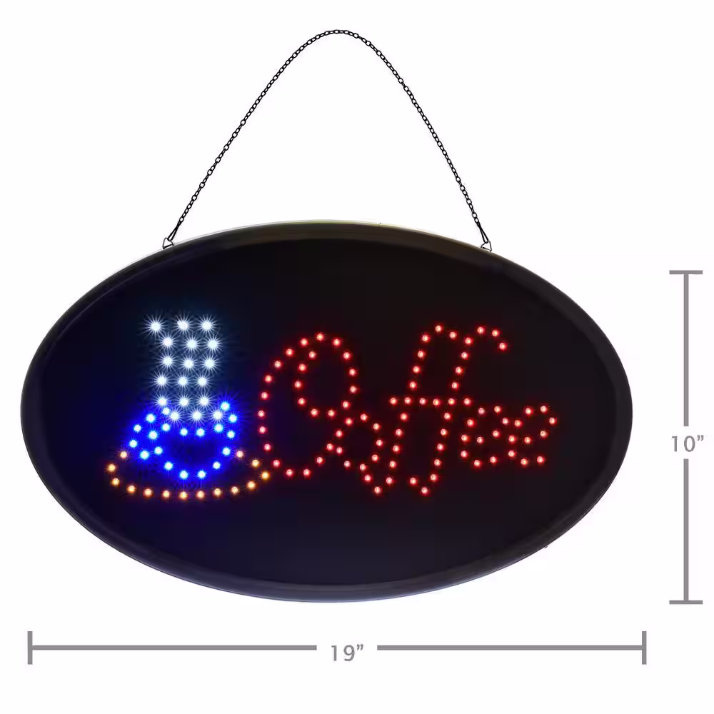 Alpine Industries 19 in. x 10 in. LED Oval Coffee Sign (2-Pack)