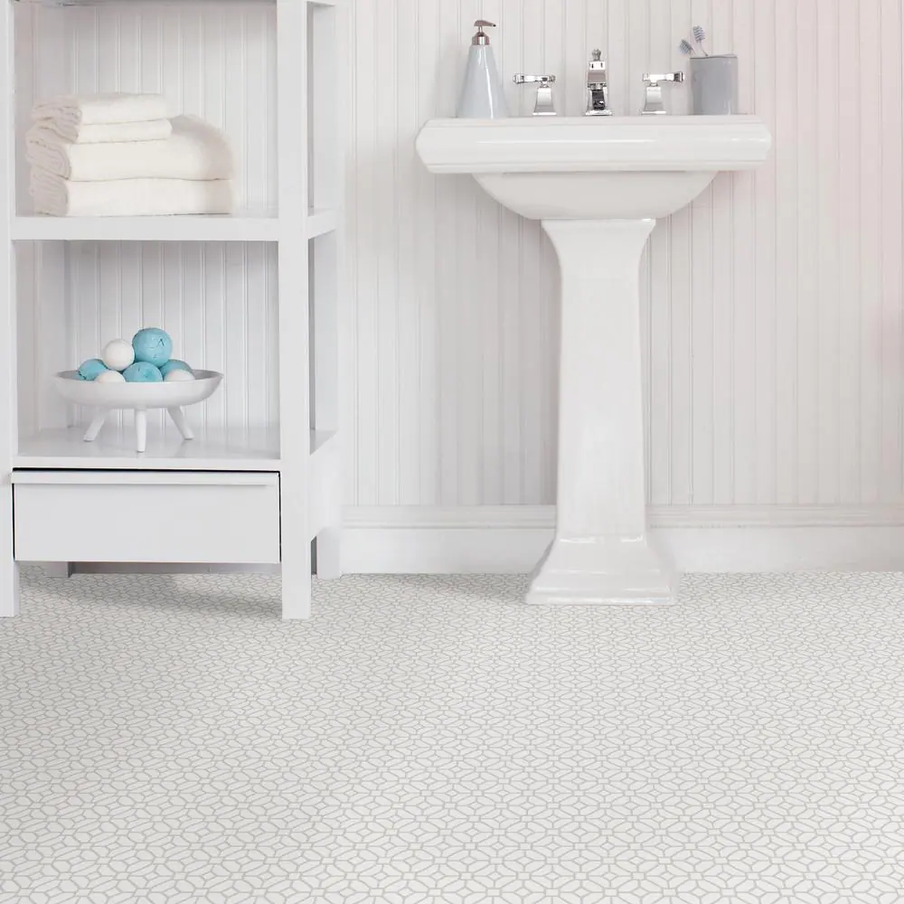 FloorPops Lattice 12 in. W x 12 in. L White Peel & Stick Vinyl Tile Flooring (10 sq. ft./case)