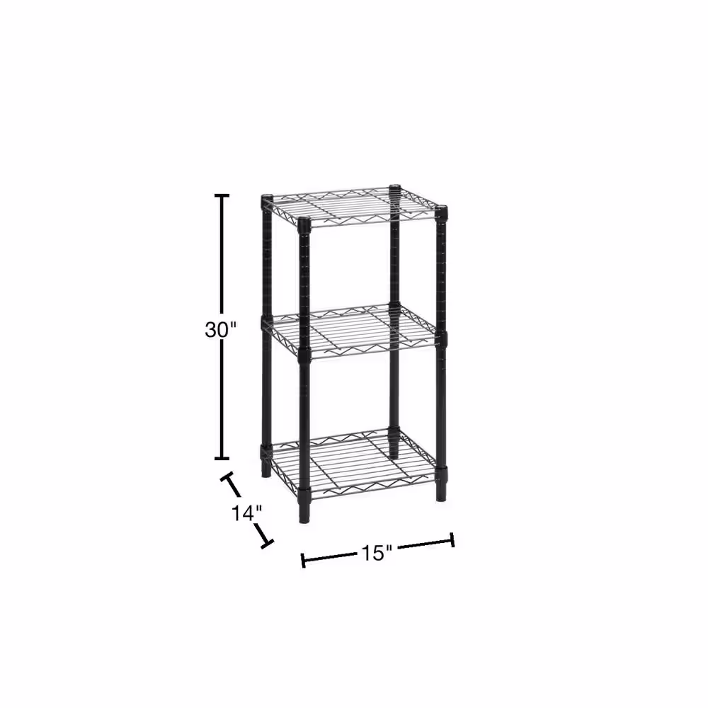 Honey-Can-Do Black 3-Tier Garage Storage Shelving Unit (15 in. W x 30 in. H x 14 in. D)